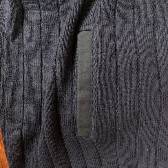Orvis XX-Large Blue Men's Heavy Knit Wool Pull Over Full Zip Elbow Patch Sweater - Picture 9 of 14